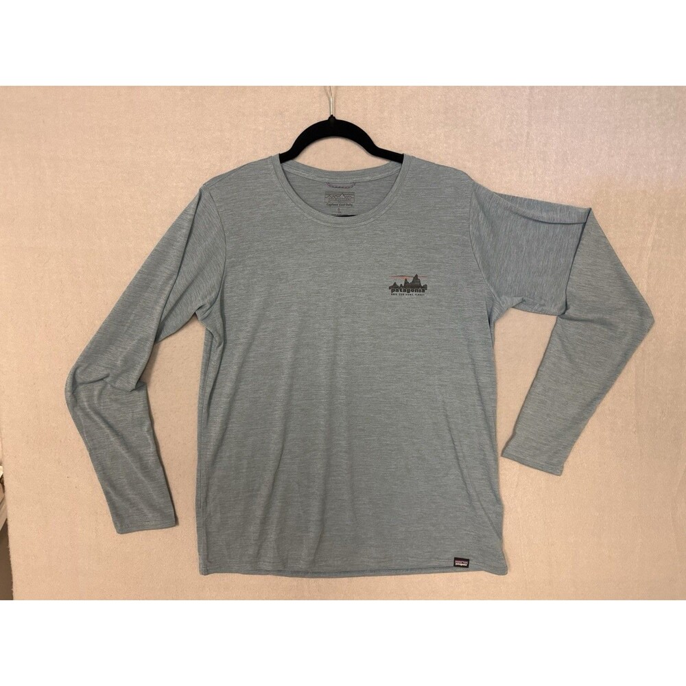 Patagonia Capilene Cool Daily Long Sleeve Shirt Mens Large Heather Blue Graphi